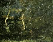 Carl Wilhelmson vid fadrens gravar painting